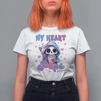Funny Valentine's Day T Shirt For Women My Heart Pops For You Cute Death Grim Popcorn