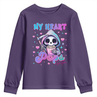 Funny Valentine's Day Youth Sweatshirt My Heart Pops For You Cute Death Grim Popcorn