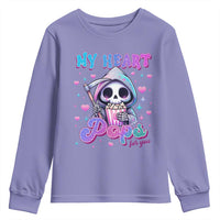 Funny Valentine's Day Youth Sweatshirt My Heart Pops For You Cute Death Grim Popcorn