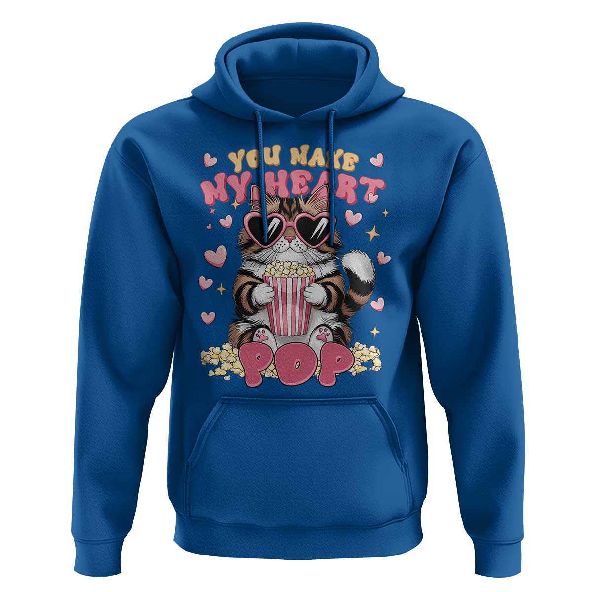 Funny Valentine's Day Hoodie You Make My Heart Pop Cute Cat Popcorn