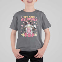 Funny Valentine's Day T Shirt For Kid You Make My Heart Pop Cute Cat Popcorn