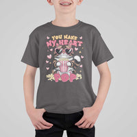 Funny Valentine's Day T Shirt For Kid You Make My Heart Pop Cute Cat Popcorn