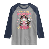 Funny Valentine's Day Raglan Shirt You Make My Heart Pop Cute Cat Popcorn