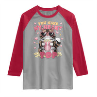 Funny Valentine's Day Raglan Shirt You Make My Heart Pop Cute Cat Popcorn