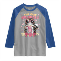 Funny Valentine's Day Raglan Shirt You Make My Heart Pop Cute Cat Popcorn
