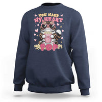 Funny Valentine's Day Sweatshirt You Make My Heart Pop Cute Cat Popcorn
