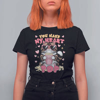 Funny Valentine's Day T Shirt For Women You Make My Heart Pop Cute Cat Popcorn