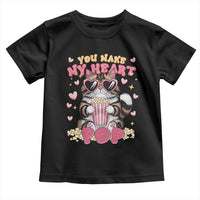Funny Valentine's Day Toddler T Shirt You Make My Heart Pop Cute Cat Popcorn