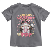 Funny Valentine's Day Toddler T Shirt You Make My Heart Pop Cute Cat Popcorn