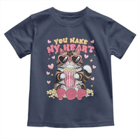 Funny Valentine's Day Toddler T Shirt You Make My Heart Pop Cute Cat Popcorn