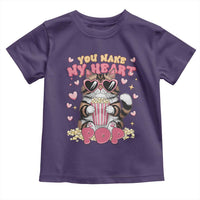 Funny Valentine's Day Toddler T Shirt You Make My Heart Pop Cute Cat Popcorn