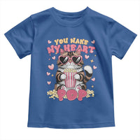 Funny Valentine's Day Toddler T Shirt You Make My Heart Pop Cute Cat Popcorn