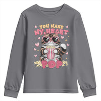 Funny Valentine's Day Youth Sweatshirt You Make My Heart Pop Cute Cat Popcorn