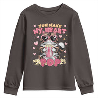 Funny Valentine's Day Youth Sweatshirt You Make My Heart Pop Cute Cat Popcorn