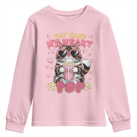 Funny Valentine's Day Youth Sweatshirt You Make My Heart Pop Cute Cat Popcorn