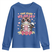 Funny Valentine's Day Youth Sweatshirt You Make My Heart Pop Cute Cat Popcorn