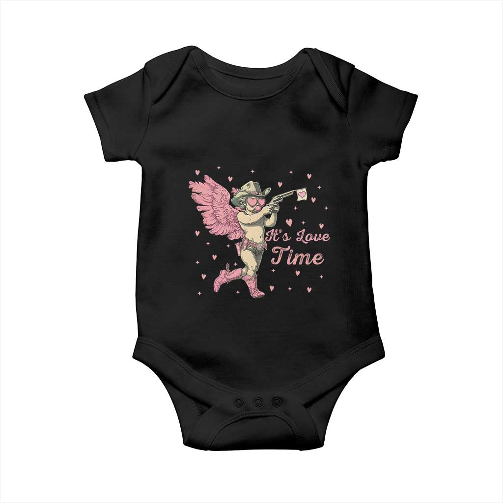 Funny Valentine's Day Baby Onesie It's Love Time Cowboy Cupid