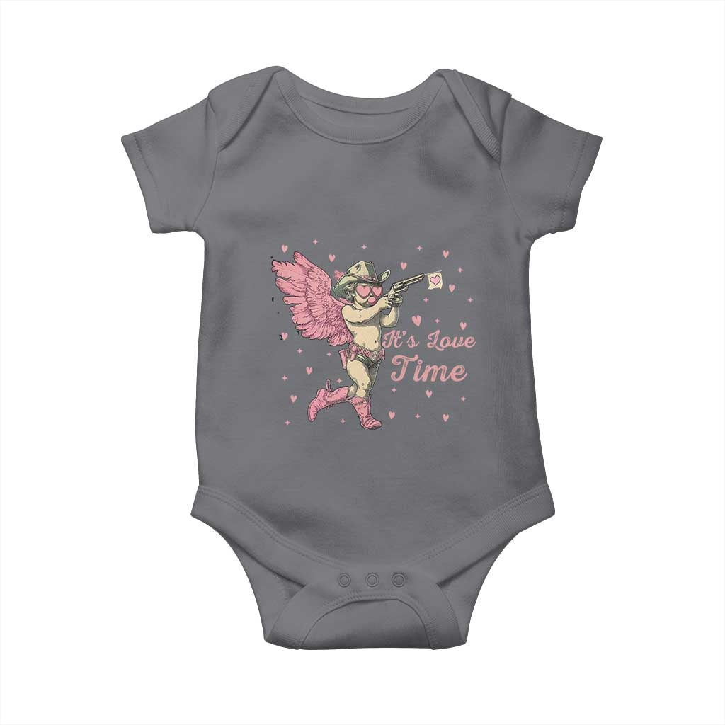 Funny Valentine's Day Baby Onesie It's Love Time Cowboy Cupid
