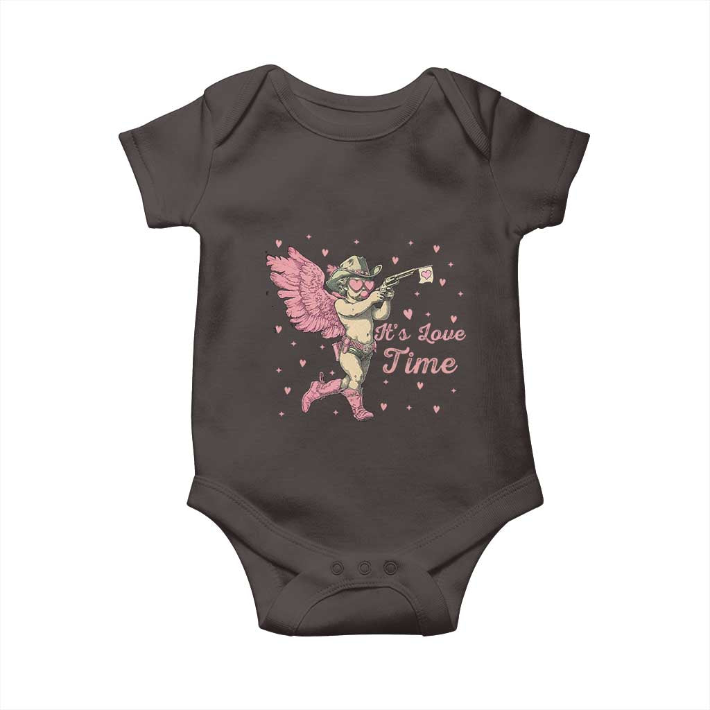 Funny Valentine's Day Baby Onesie It's Love Time Cowboy Cupid