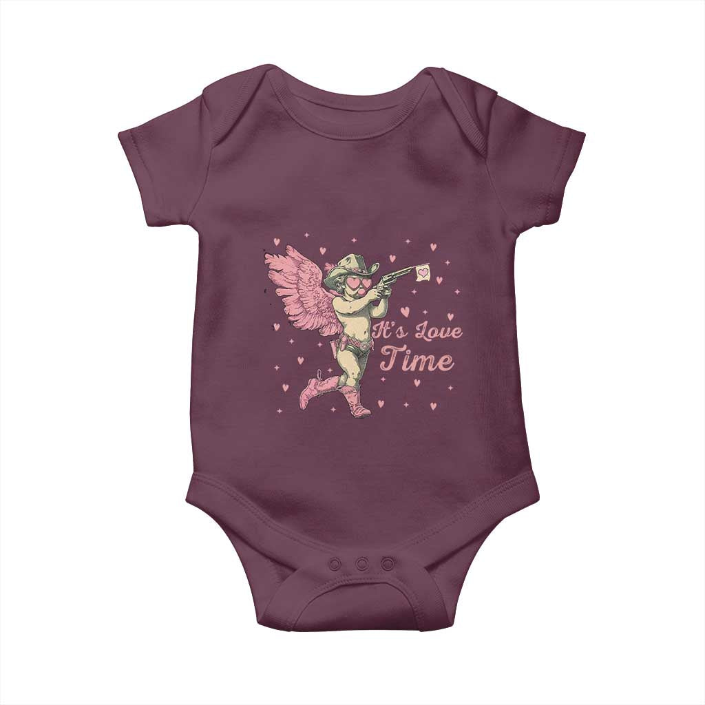 Funny Valentine's Day Baby Onesie It's Love Time Cowboy Cupid