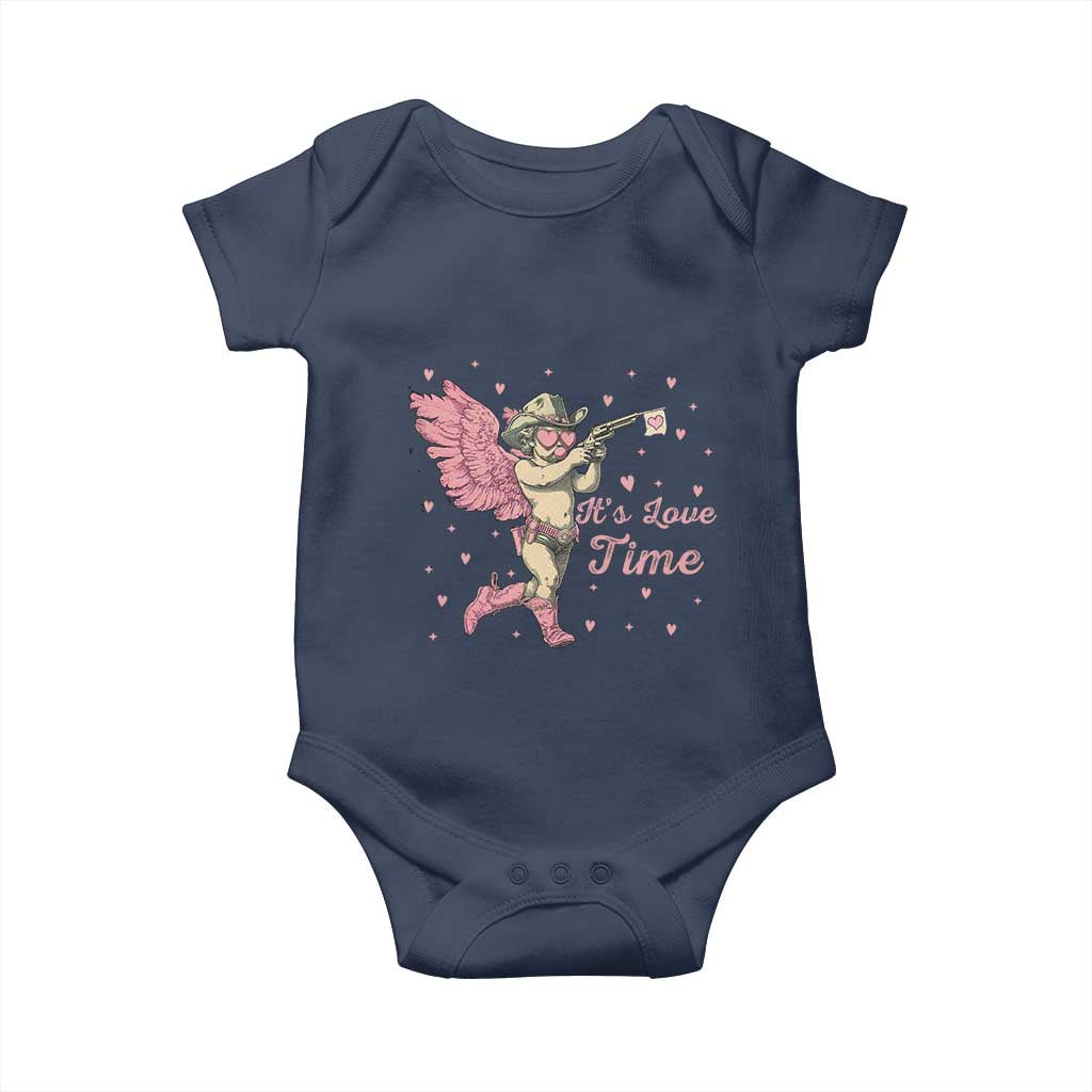 Funny Valentine's Day Baby Onesie It's Love Time Cowboy Cupid