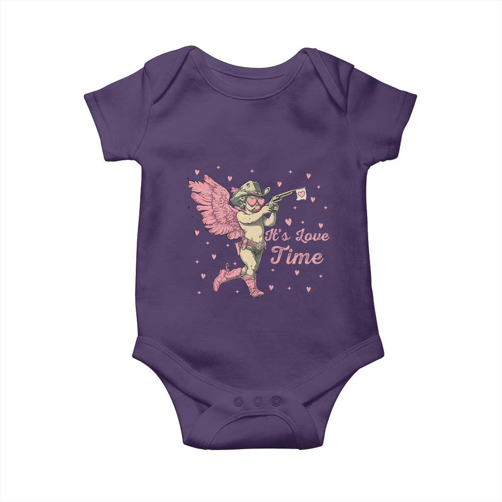 Funny Valentine's Day Baby Onesie It's Love Time Cowboy Cupid