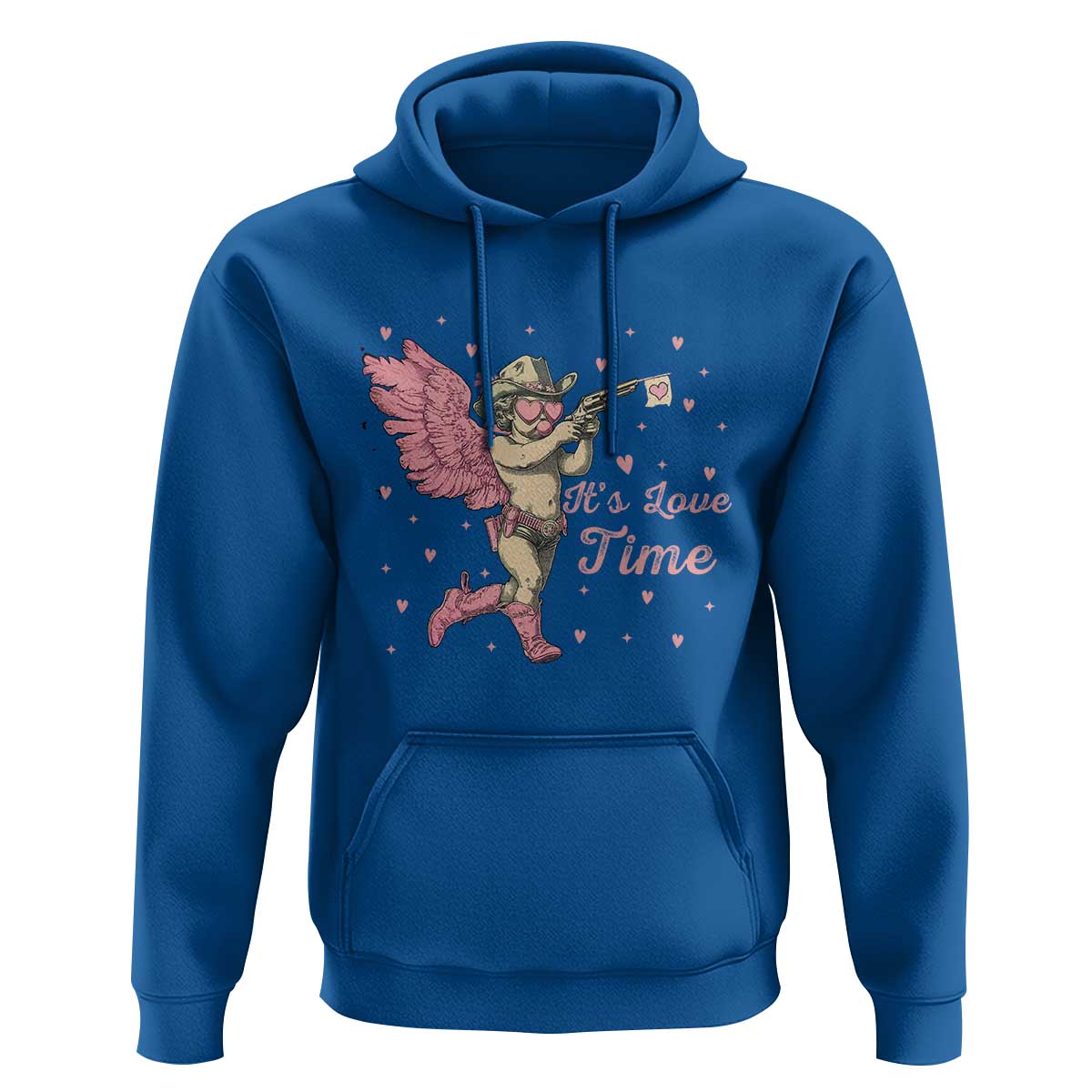 Funny Valentine's Day Hoodie It's Love Time Cowboy Cupid