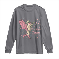 Funny Valentine's Day Long Sleeve Shirt It's Love Time Cowboy Cupid
