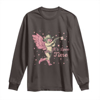 Funny Valentine's Day Long Sleeve Shirt It's Love Time Cowboy Cupid