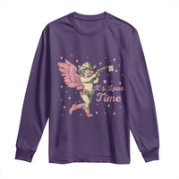 Funny Valentine's Day Long Sleeve Shirt It's Love Time Cowboy Cupid
