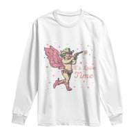 Funny Valentine's Day Long Sleeve Shirt It's Love Time Cowboy Cupid