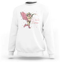 Funny Valentine's Day Sweatshirt It's Love Time Cowboy Cupid