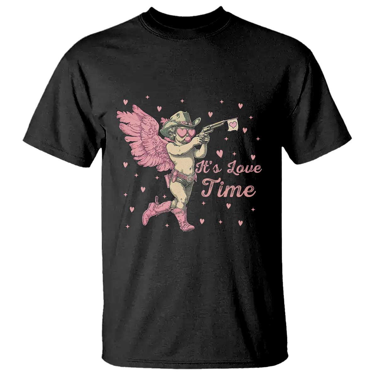 Funny Valentine's Day T Shirt It's Love Time Cowboy Cupid