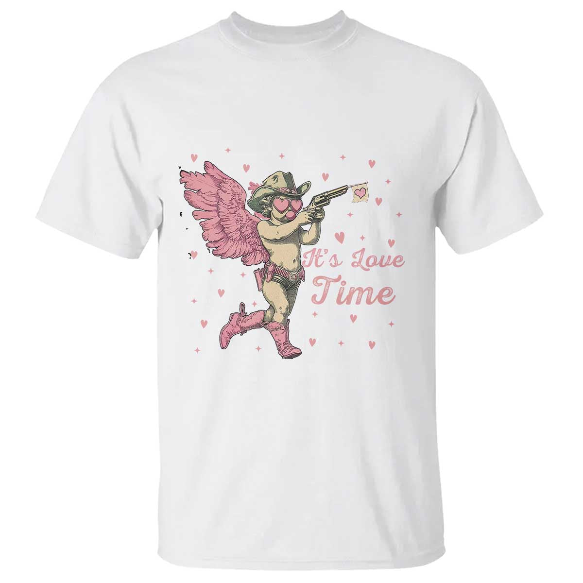 Funny Valentine's Day T Shirt It's Love Time Cowboy Cupid