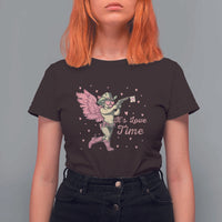 Funny Valentine's Day T Shirt For Women It's Love Time Cowboy Cupid