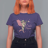 Funny Valentine's Day T Shirt For Women It's Love Time Cowboy Cupid