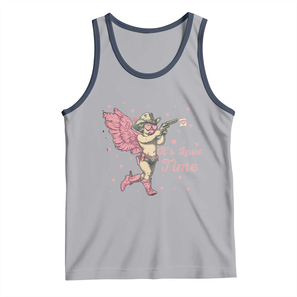 Funny Valentine's Day Tank Top It's Love Time Cowboy Cupid