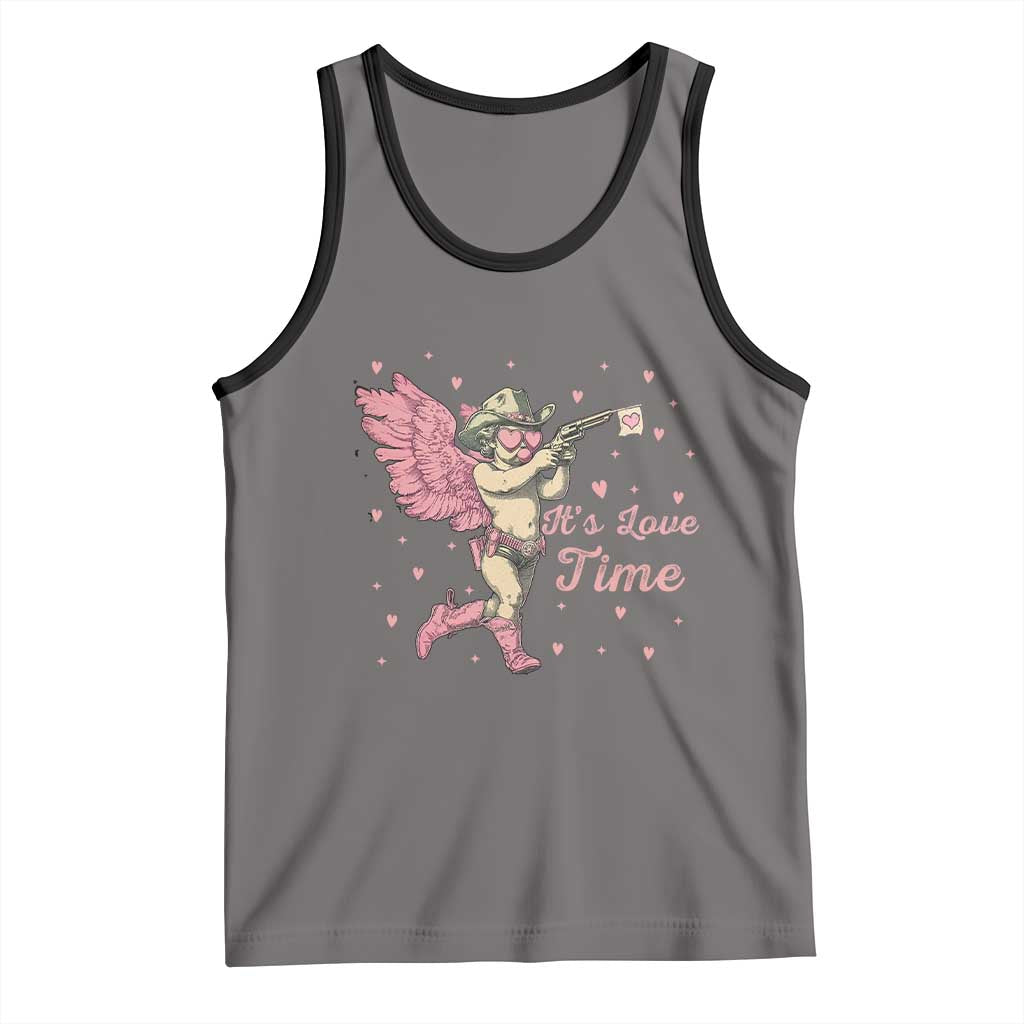 Funny Valentine's Day Tank Top It's Love Time Cowboy Cupid