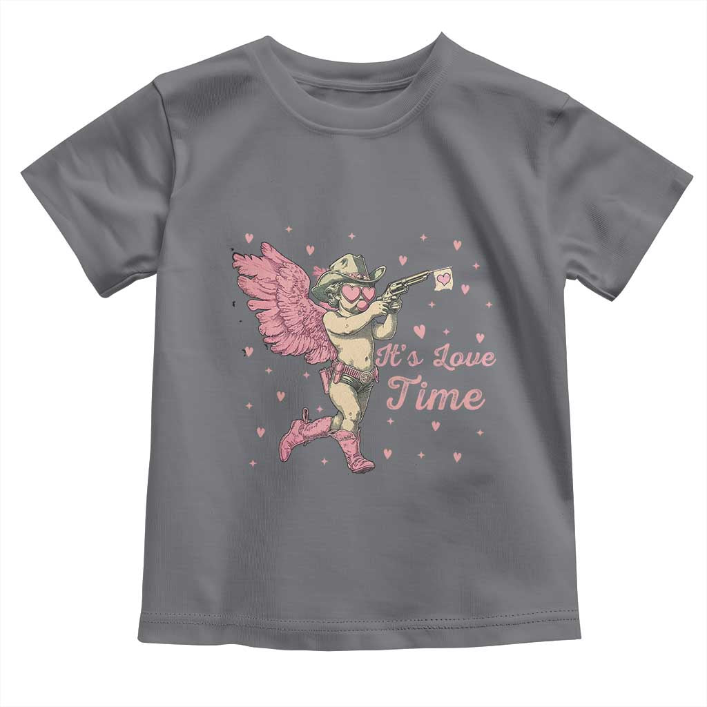 Funny Valentine's Day Toddler T Shirt It's Love Time Cowboy Cupid