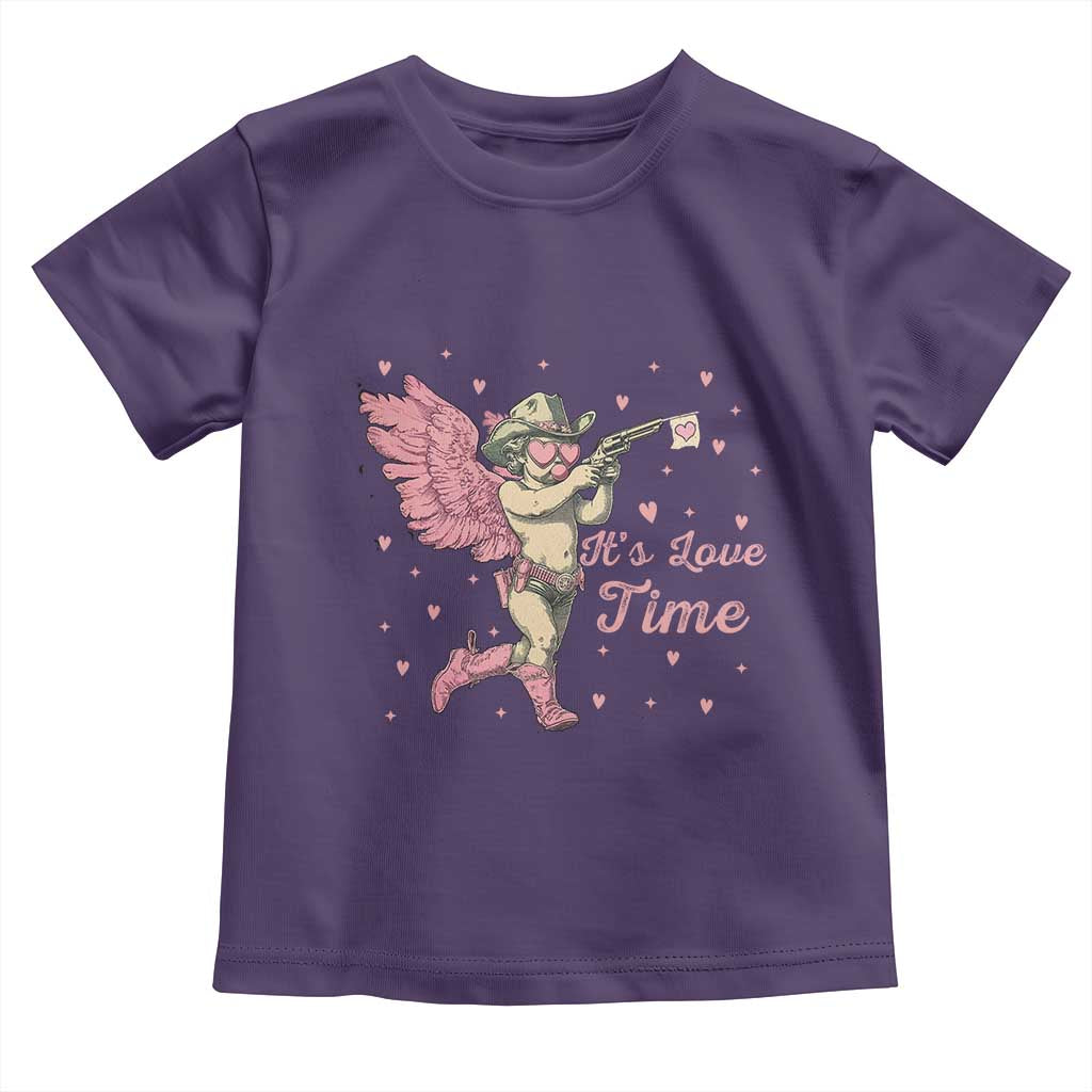 Funny Valentine's Day Toddler T Shirt It's Love Time Cowboy Cupid