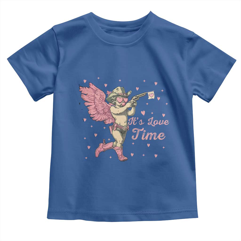 Funny Valentine's Day Toddler T Shirt It's Love Time Cowboy Cupid