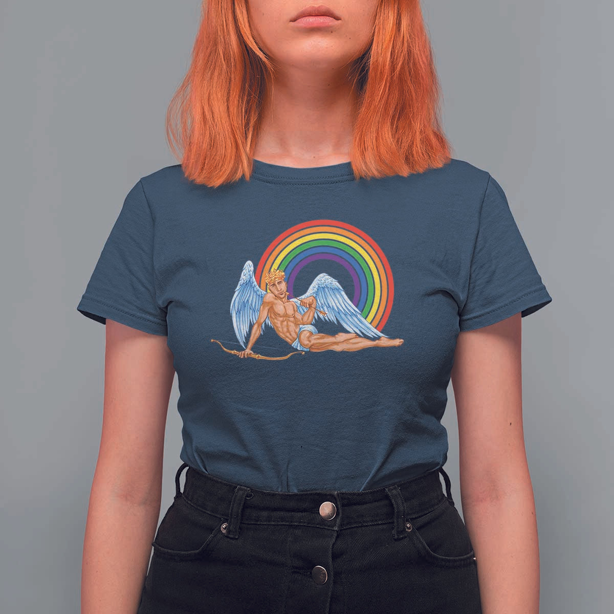 Funny Valentine's Day LGBT Cupid T Shirt For Women