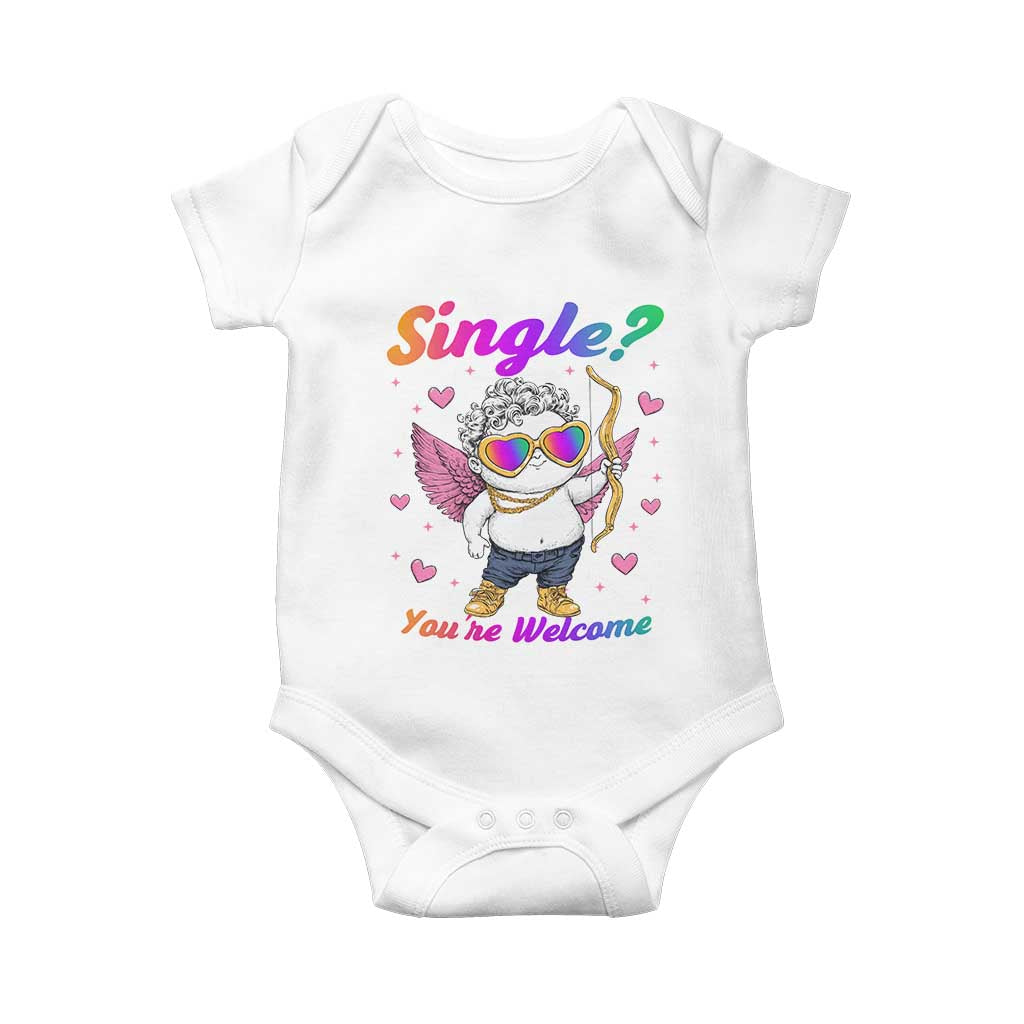 Funny Single You're Welcome Baby Onesie Rainbow LGBT Cupid