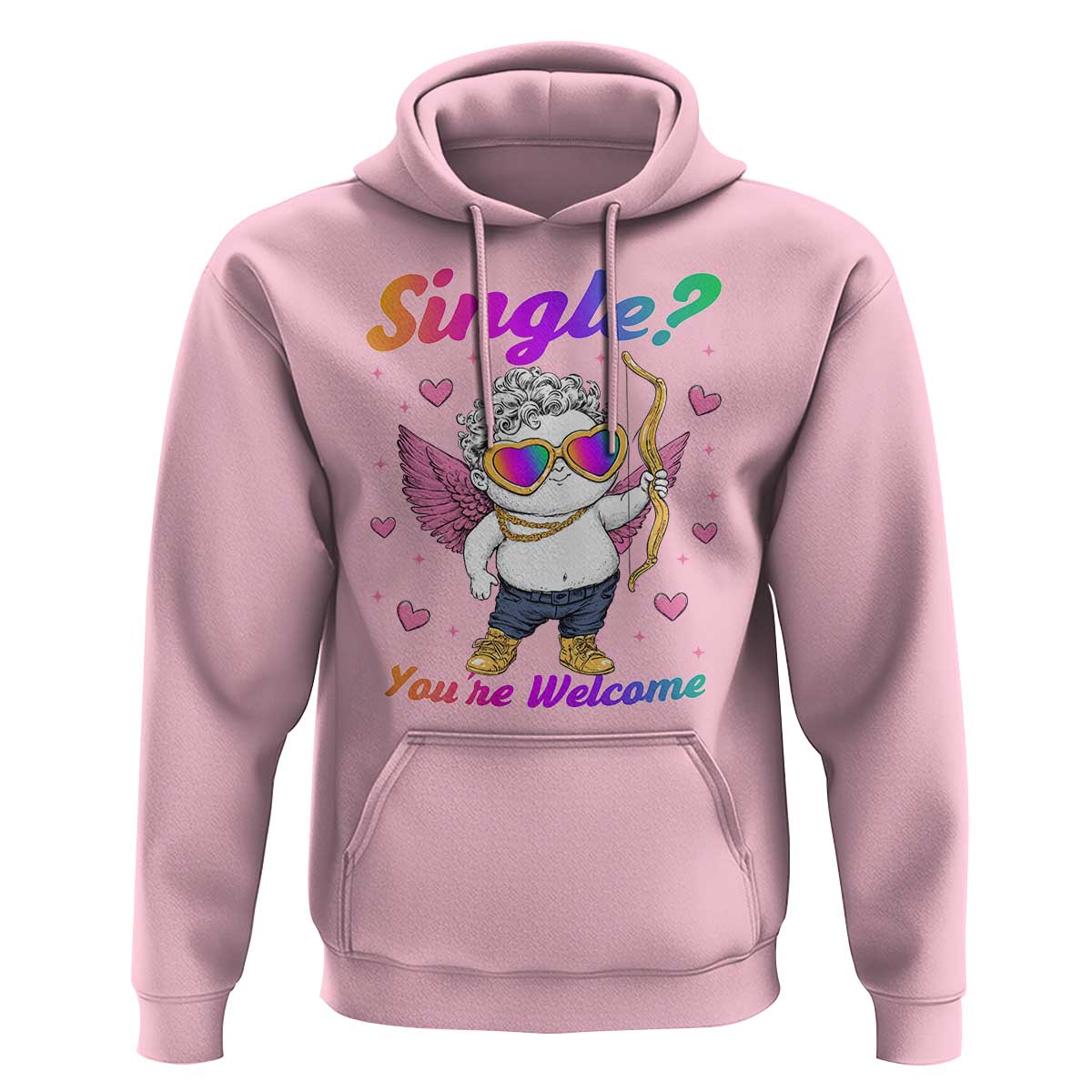 Funny Single You're Welcome Hoodie Rainbow LGBT Cupid