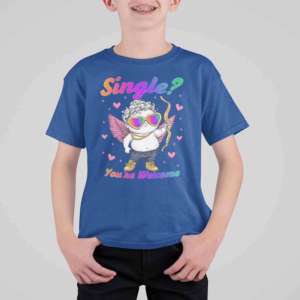 Funny Single You're Welcome T Shirt For Kid Rainbow LGBT Cupid