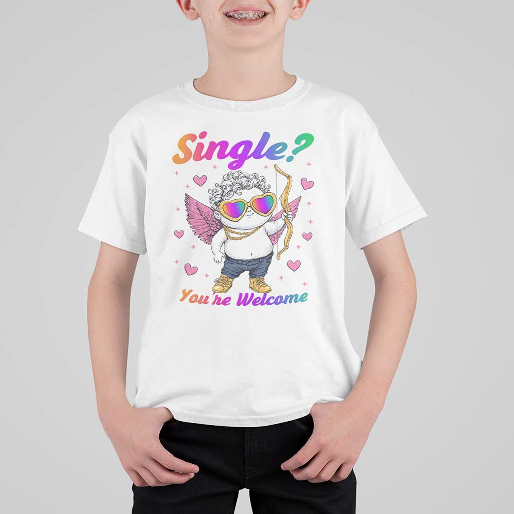 Funny Single You're Welcome T Shirt For Kid Rainbow LGBT Cupid