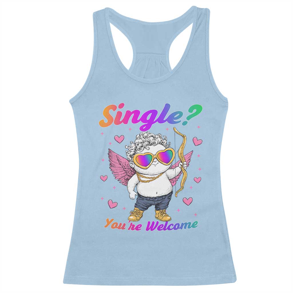 Funny Single You're Welcome Racerback Tank Top Rainbow LGBT Cupid