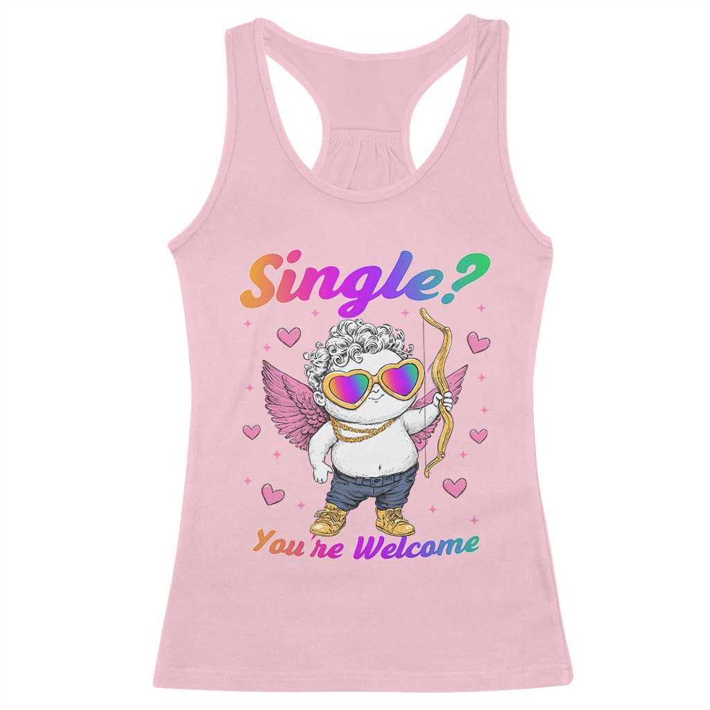 Funny Single You're Welcome Racerback Tank Top Rainbow LGBT Cupid