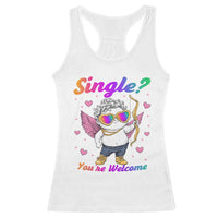 Funny Single You're Welcome Racerback Tank Top Rainbow LGBT Cupid