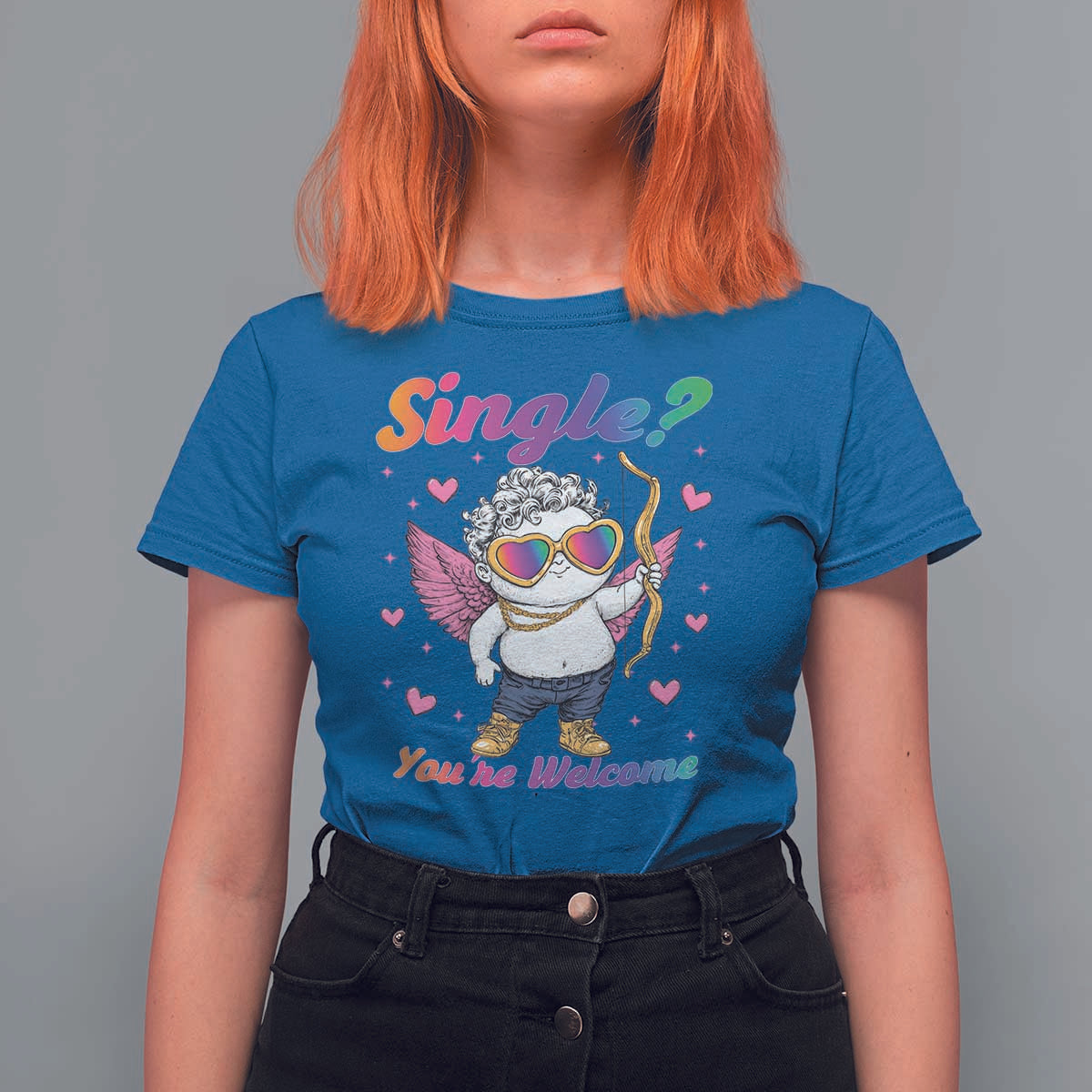 Funny Single You're Welcome T Shirt For Women Rainbow LGBT Cupid
